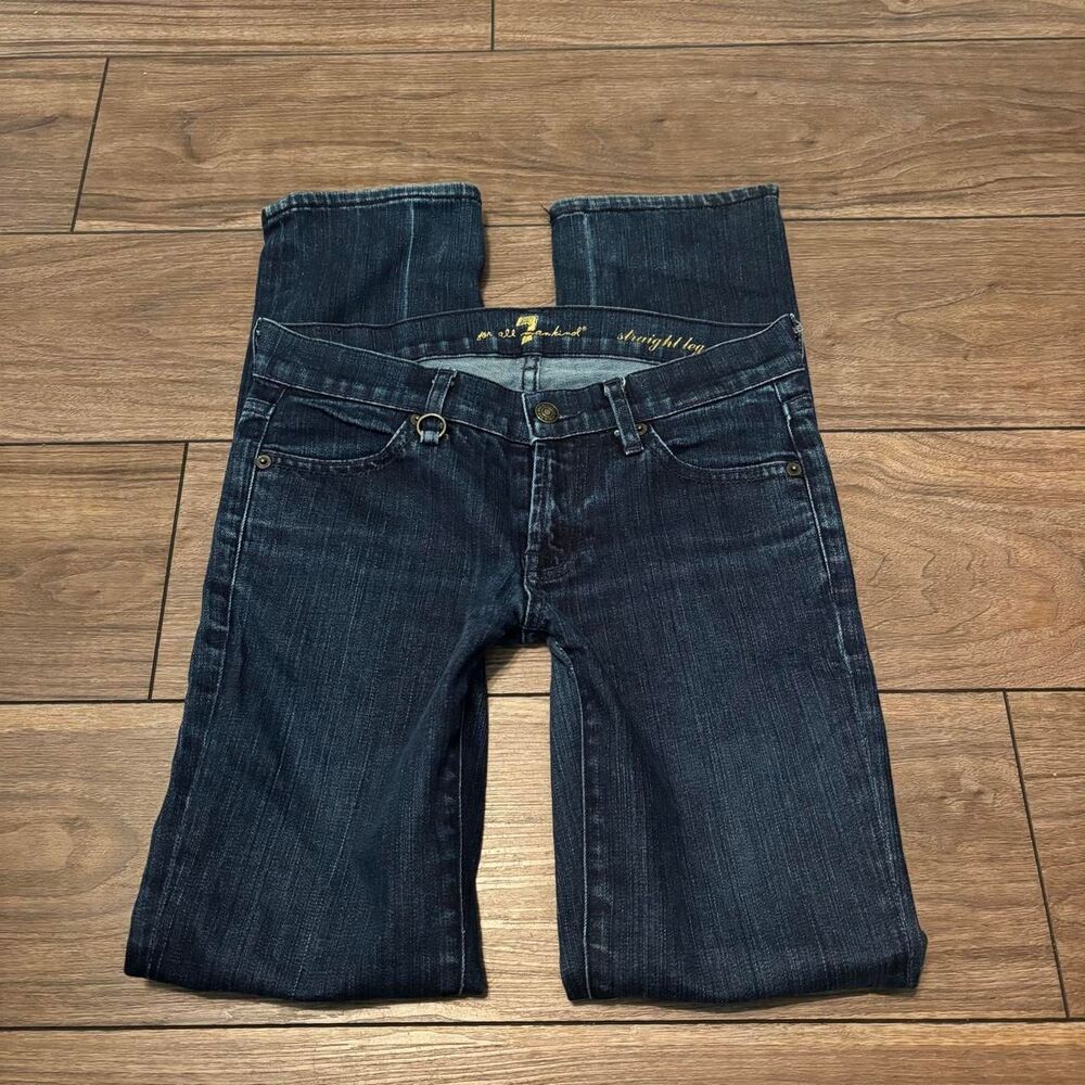 7-for-all-mankind Women's Navy and Blue Jeans
